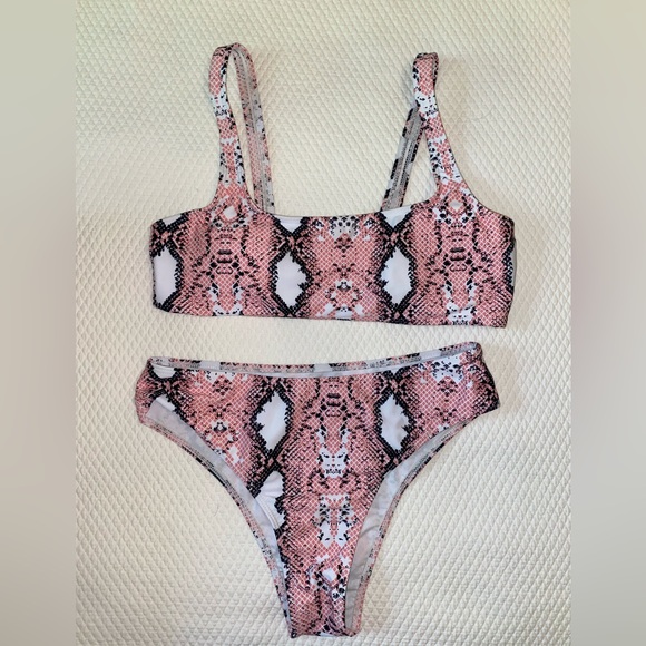 Shein Pink Python Bathing Suit Set - Picture 1 of 2